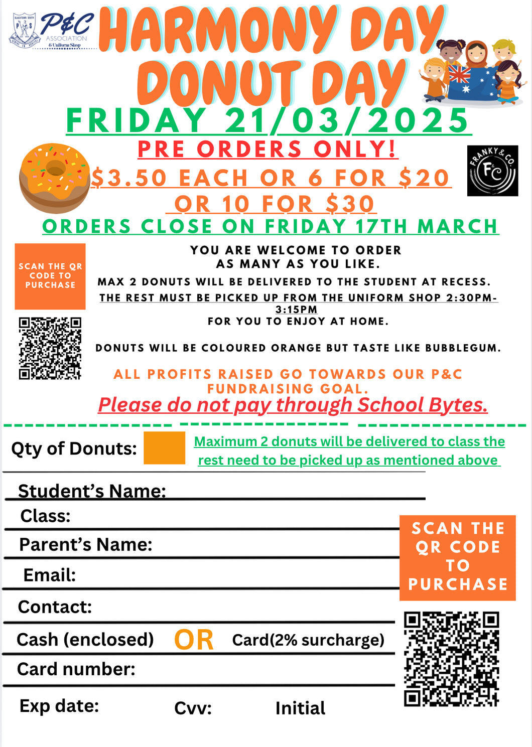 Harmony Day Donut pre Orders CLOSE 15 March